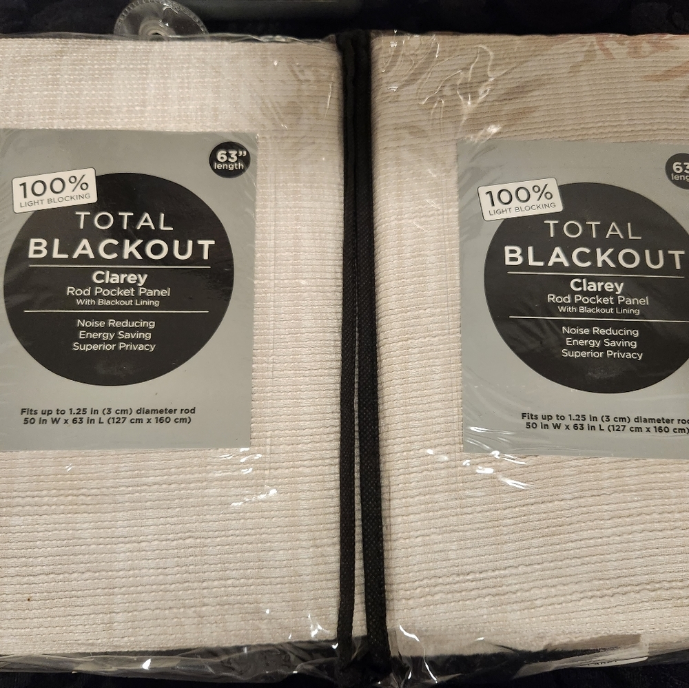 Two blackout rod pocket panel
